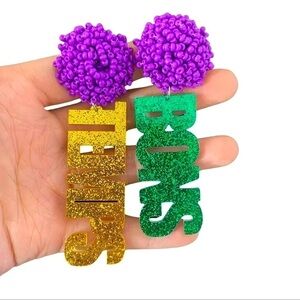 Mardi Gras Bead Glitter Bon Temps Earrings